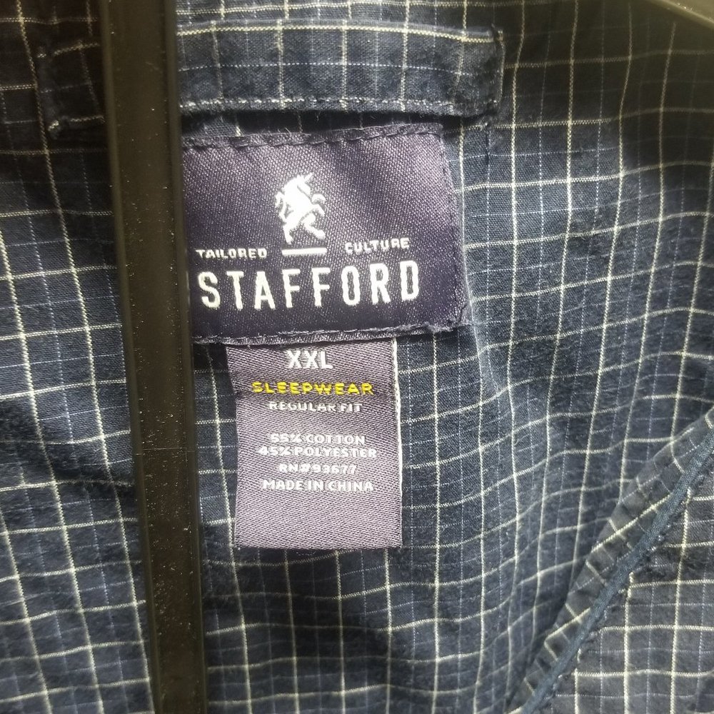 Men's Stafford Sleepwear set, in blue/white plaid, XXL - Picture 7 of 8
